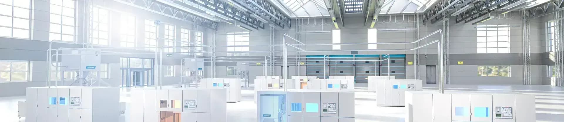 Luminoso capannone produttivo con postazioni ad aspirazione centralizzata